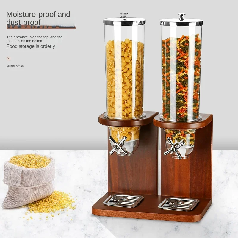 Double-Headed Creative Oatmeal Distributor Cereal Cereals Storage Jar Buffet Wooden Base Wheat Machine Commercial Use