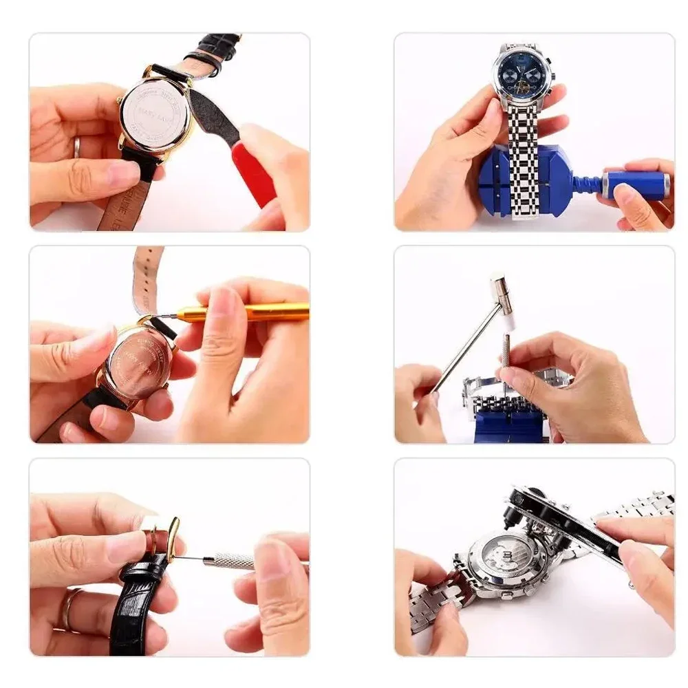 147 Pcs Watch Opener Repair Tool Kit Watch Case Repairing Opener Strap Link Storage Bag Screwdriver Watchmaker Repair Tools kit