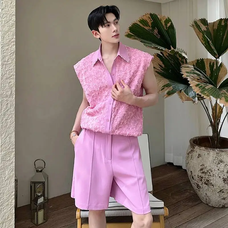 LUZHEN Tank Three-dimensional Patchwork Design Sleeveless 2025 Tops Summer Men's Elegant Handsome Shorts Two-piece Sets JY7065 - view 2