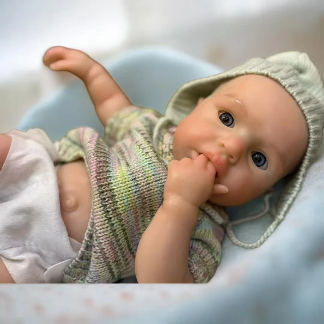 ตุ๊กตาซิลิโคนเด็กผู้หญิงเปิดตา 33 ซม. รุ่นลูลู่ ทาสีแล้ว ปากเปิด สัมผัสนุ่ม ล้างทำความสะอาดได้ เหมือนจริง ทารกแรกเกิด