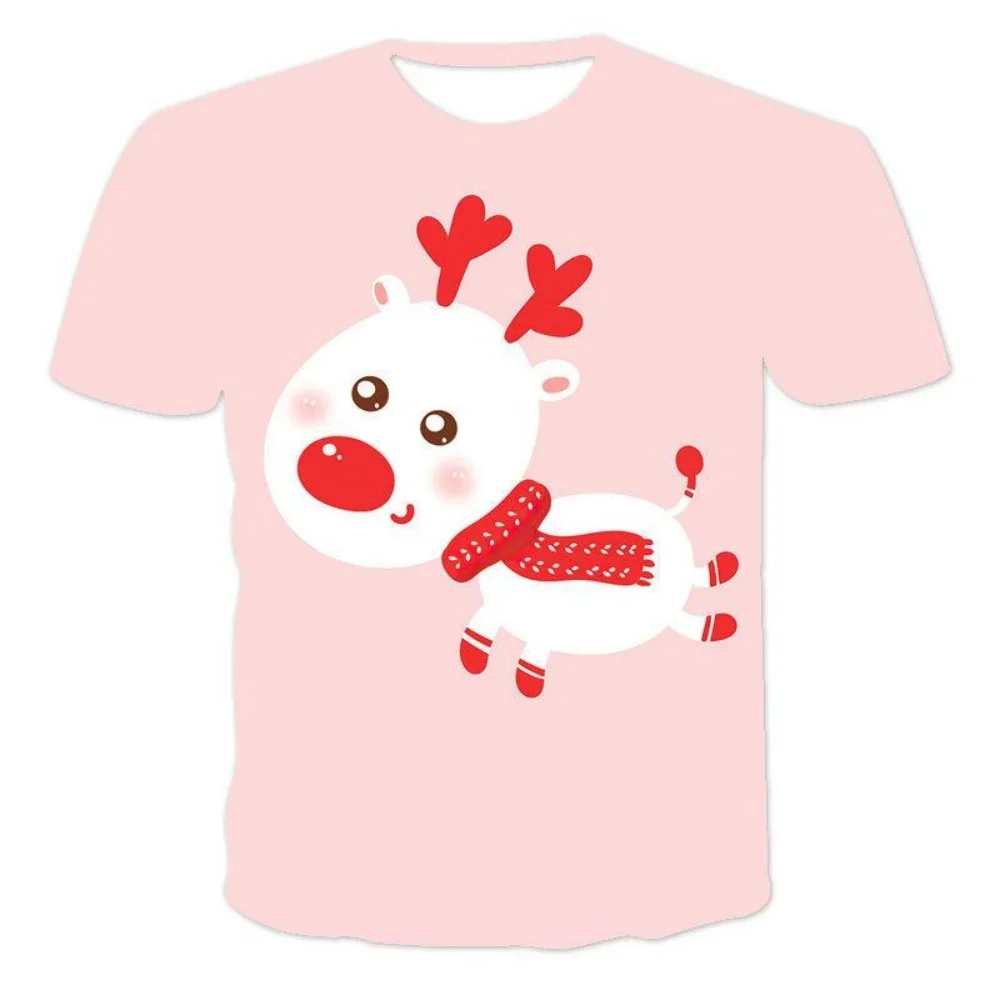 雪だるまサンタクロース3DプリントプラスサイズレディースTシャツクリスマスサマーTシャツファッションボーイズガールズラウンドネックTシャツトップス