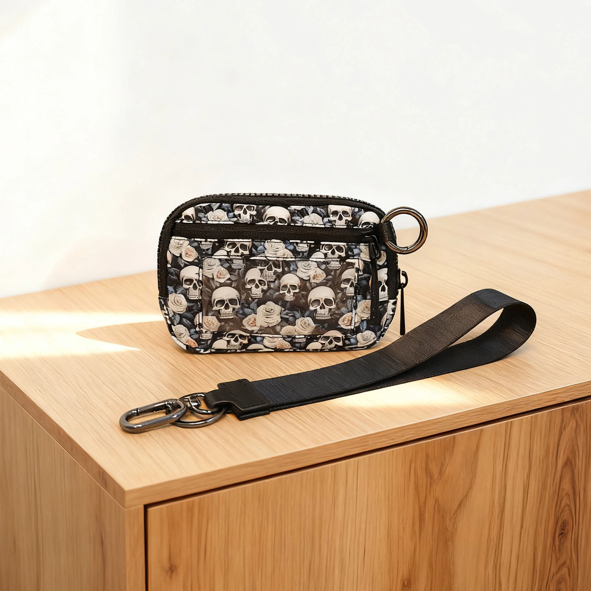 

Women's Keychain Wallet The Iris Wallet Zip Waterproof Nylon Card Wallet Pouch Wristlet Zip Card Case with Clear ID Window