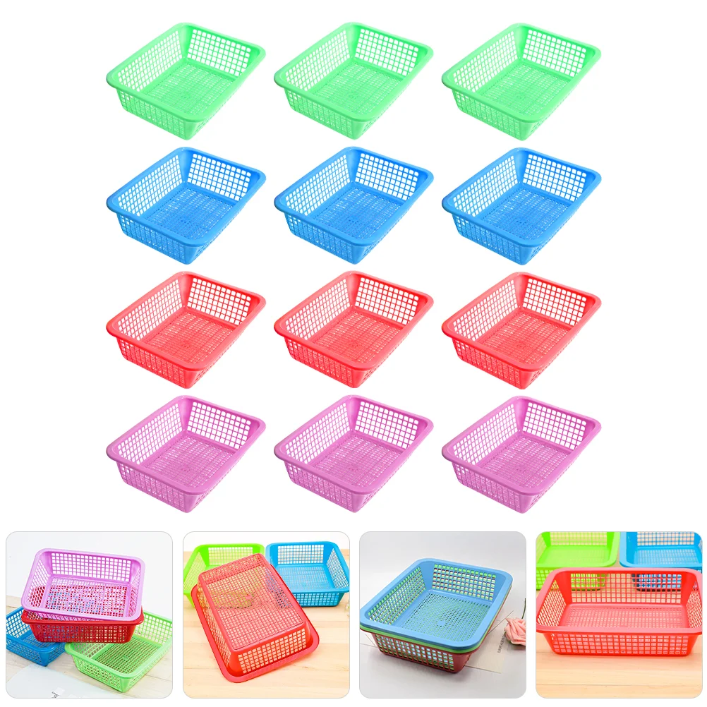 12pcs Portable Plastic Storage Basket Goods Storage Container for Organizing and Storing Various Items