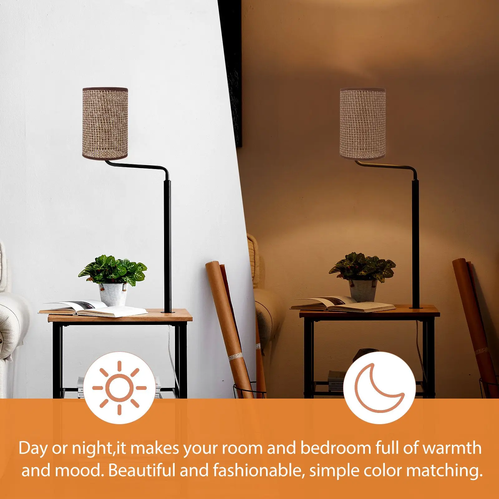 Rattan Lamp Shades Woven Drum Cover E27 E14 Size Soft Gentle Light Bedroom Living Room Table Floor Lamps Vintage Style