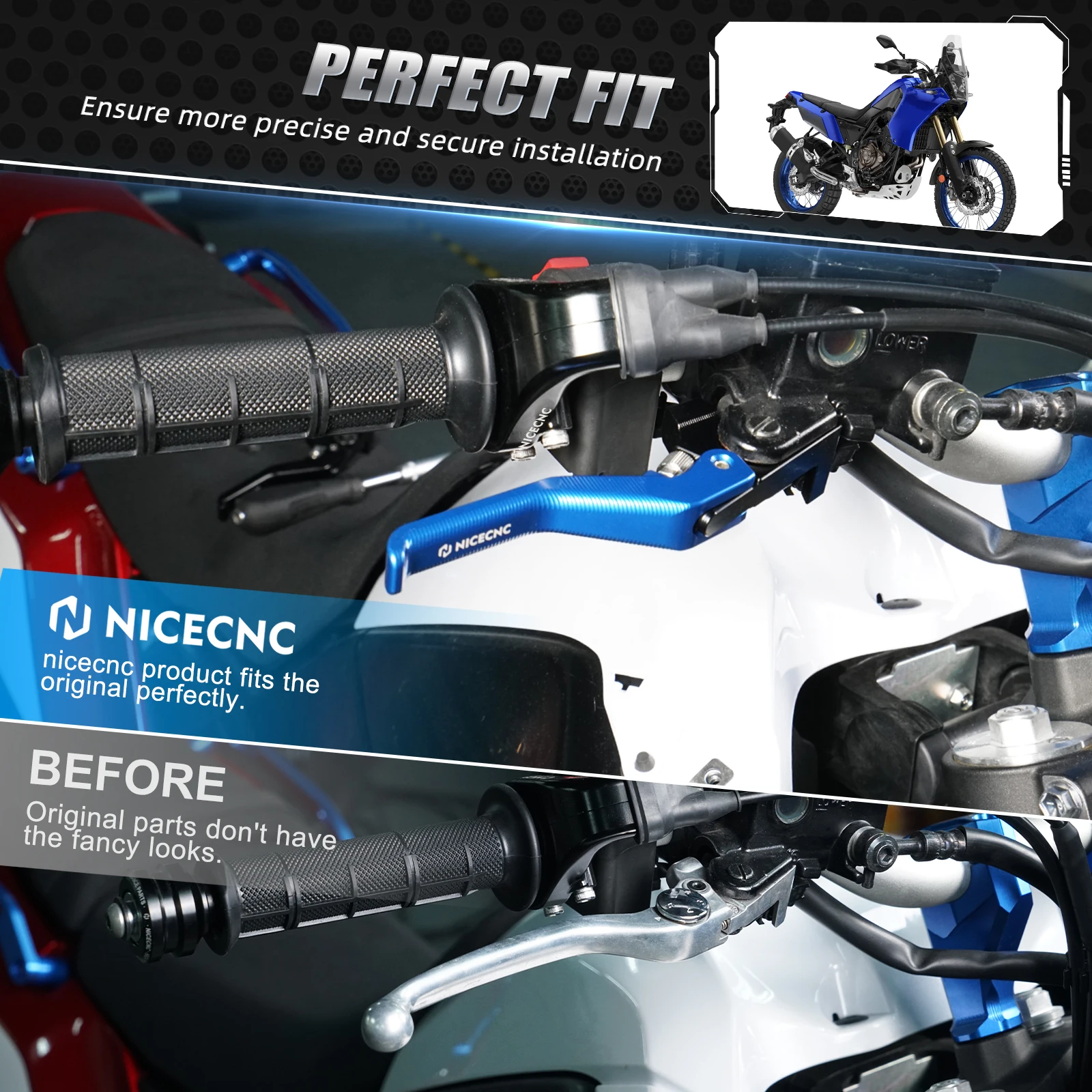 Für Yamaha Tenere 700 T700 XTZ 700 2019–2024 Shorty Bremskupplungshebel T7 Rally Edition World Raid MT07 MT09 2018–20 XSR700 18–24 – Detail 10