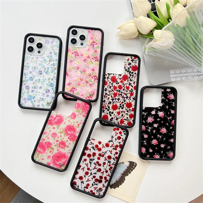 

Wildflower 3D Various Colors Screen Of Flowers Phone Case for iPhone 15 14 13 Pro Max WF Cute Shockproof PC Back Cover Funda