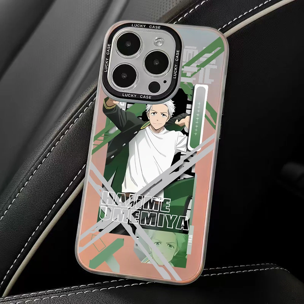 Casing ponsel Anime pemutus angin, penutup mewah gradien Laser Aurora Matte untuk IPhone 15 14 13 12 11 Pro Max X XR XSMax 7 8 Plus