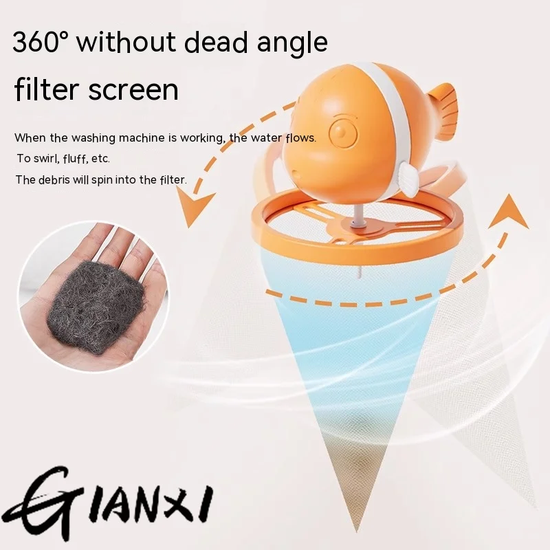 Filter Screen Orange Laundry Balls Small Fish Pattern Washing Machine Filter Removes Lint From Clothes Useful Things For Home