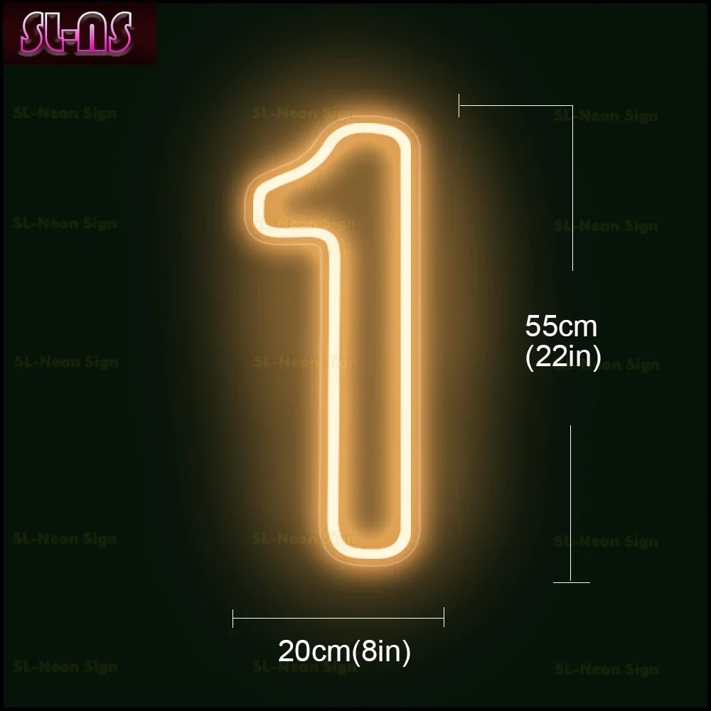 Numero personalizzato 1 2 3 4 5 6 7 8 9 0 Insegne al neon per matrimonio Primo compleanno Decorazione da parete per feste LED Insegne luminose Numeri Lampada