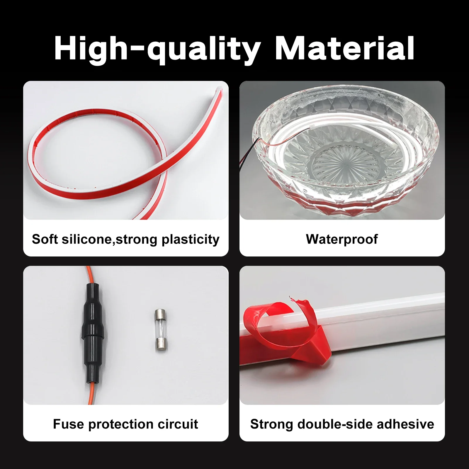 Striscia luminosa universale per cofano a LED per auto RGB ambientale decorativa 12V luce cofano motore tagliabile flessibile lampada al neon per umore accessorio fai da te