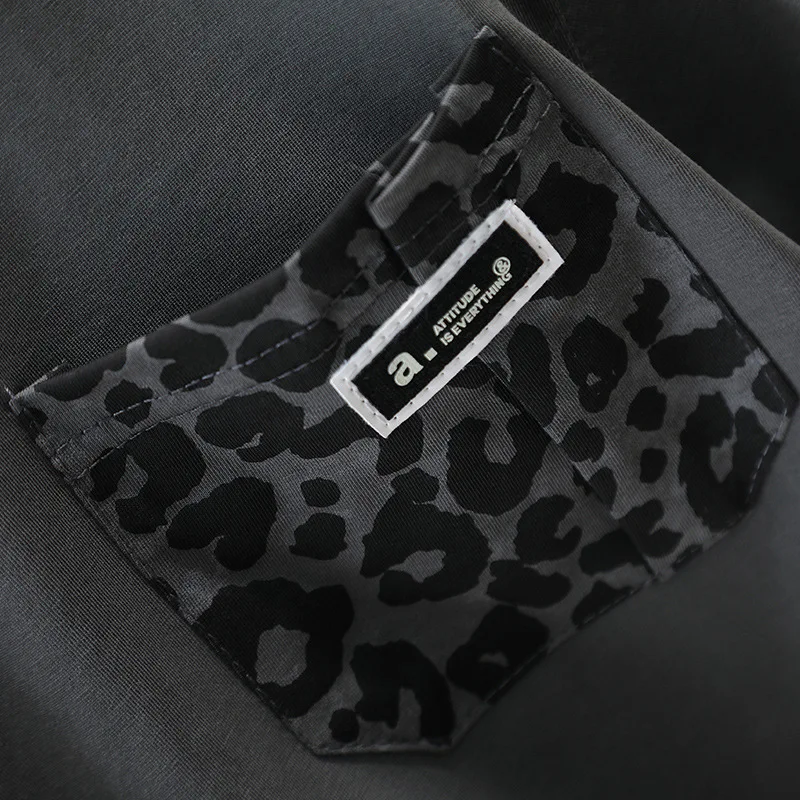 بدلة صيفية للأولاد 2025 ملابس أطفال عصرية أجنبية جديدة صيفية بأكمام قصيرة بطبعة الفهد مكونة من قطعتين للصيف #6