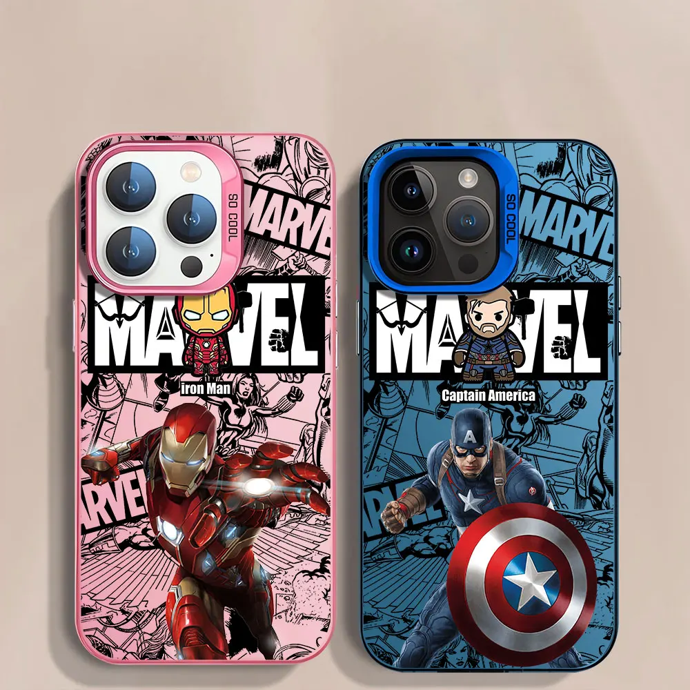 Luxury Soft Phone Case for Apple iPhone 14 Pro X XS Max 13 XR 11 Pro Max 12 Pro 15 Plus Marvel Ironman Captain America Cover