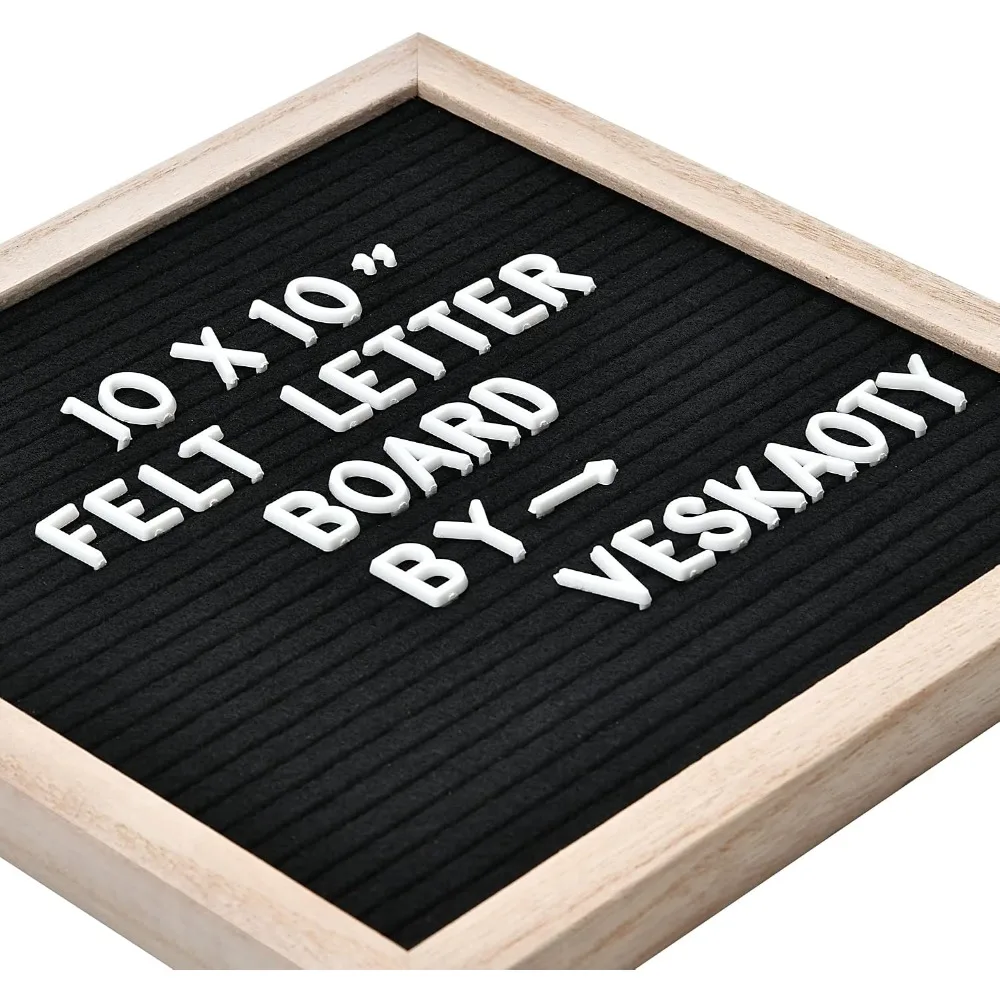 10x10 Inch Felt Letter Board with 294 Letters, Numbers & Symbols, Wood Frame, Wall Mount, for Home, Classroom, Baby Announcement