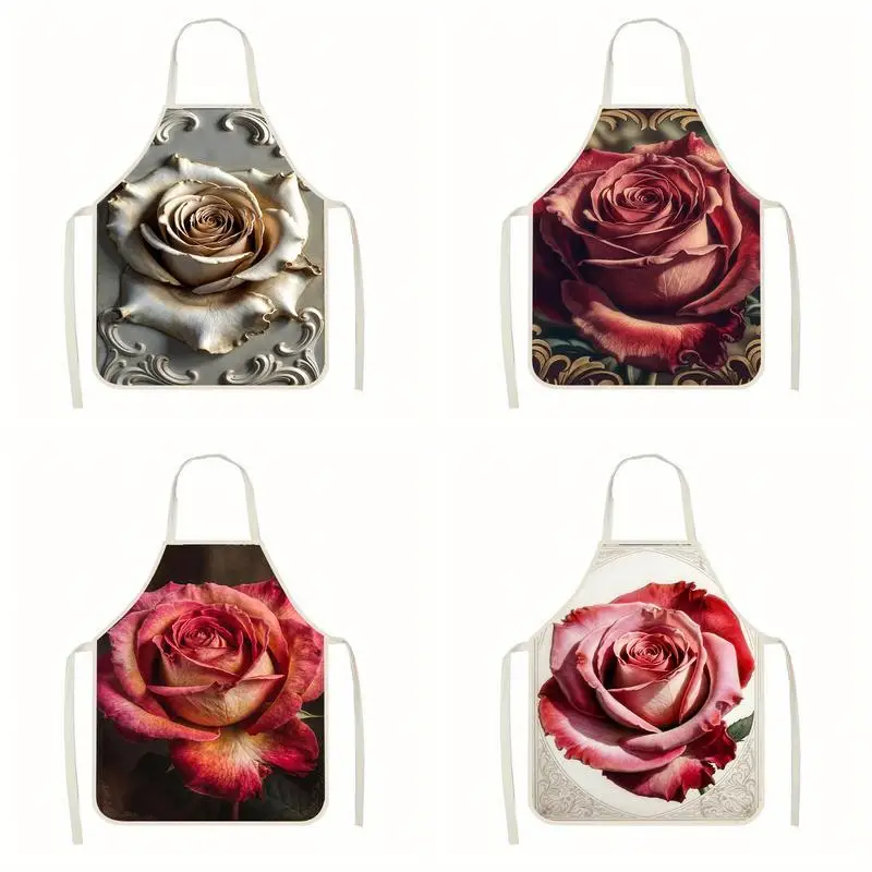 

Стильные фартуки с розовым принтом, льняные фартуки, подходящие для приготовления пищи на кухне, общения родителей и детей, рисования и других мероприятий.