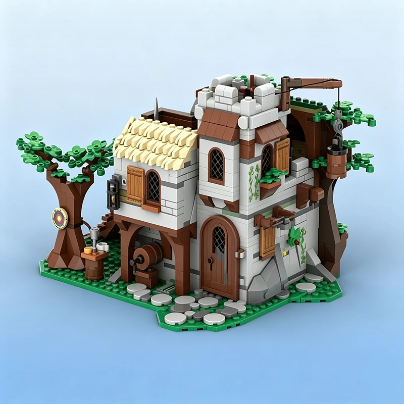 859pcs MOC European Street View Medieval Forest Edge castle Model DIY creative ideas Assembly Puzzle Birthday Gift block bricks