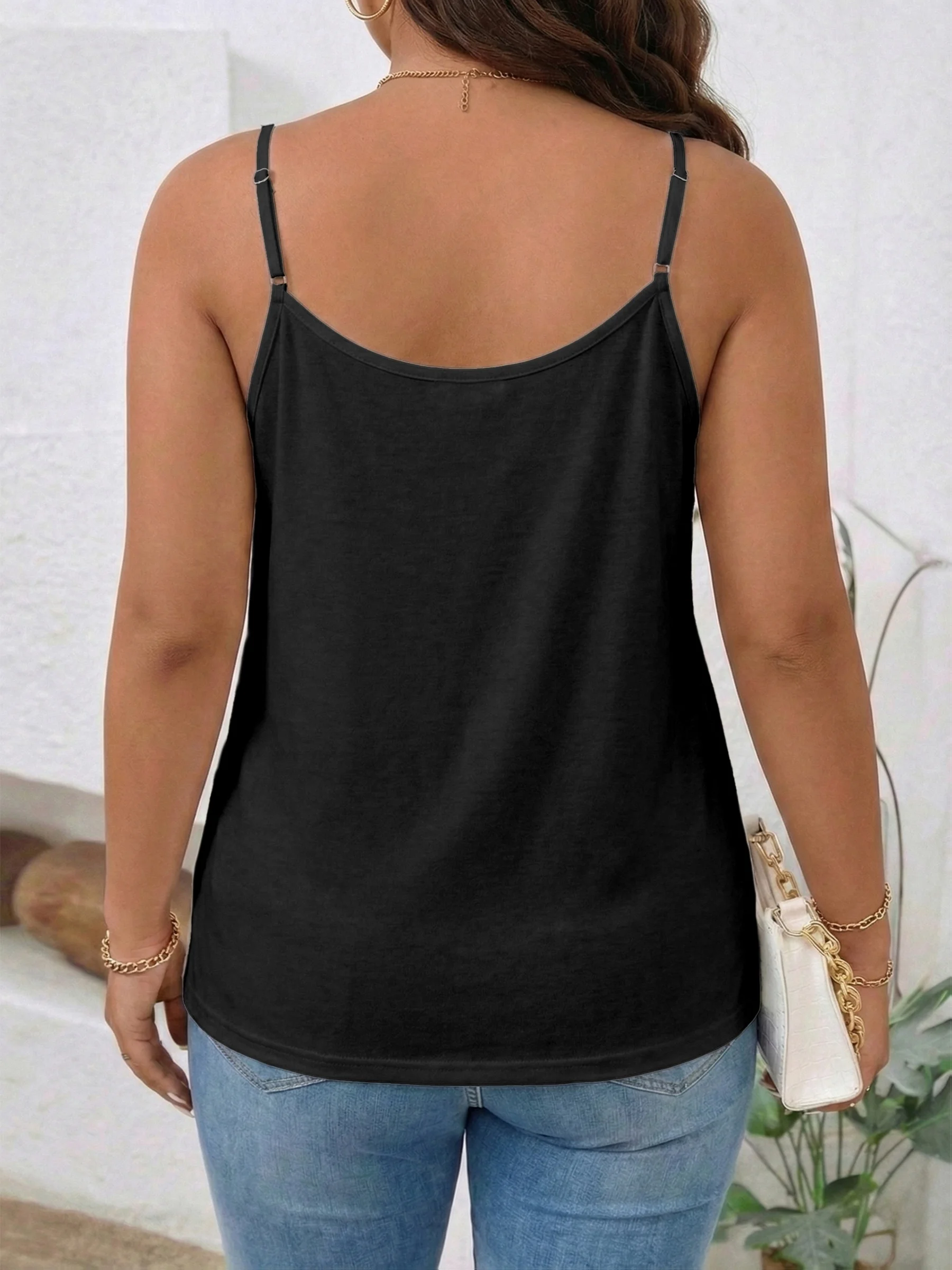 Elegant Plus Size Women's Spaghetti Strap Button Front Top for Effortless Style