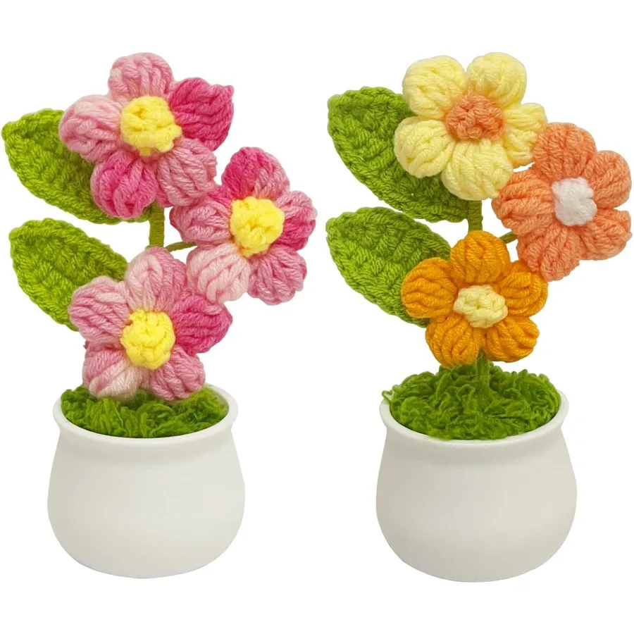 

Вязаные крючком пышные цветы в горшках вязаный цветочный декор для офисного стола приборная панель автомобиля королева день рождения Gts для женщин мама учитель Pi