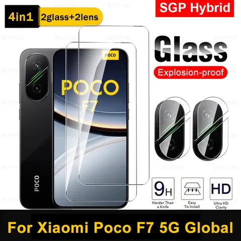 4in1 Protective Glass For Poco F7 5G Tempered Glass Xiaomi Poco F7 Global Screen Protector PocoF7 2025 Camera Film Case Friendly