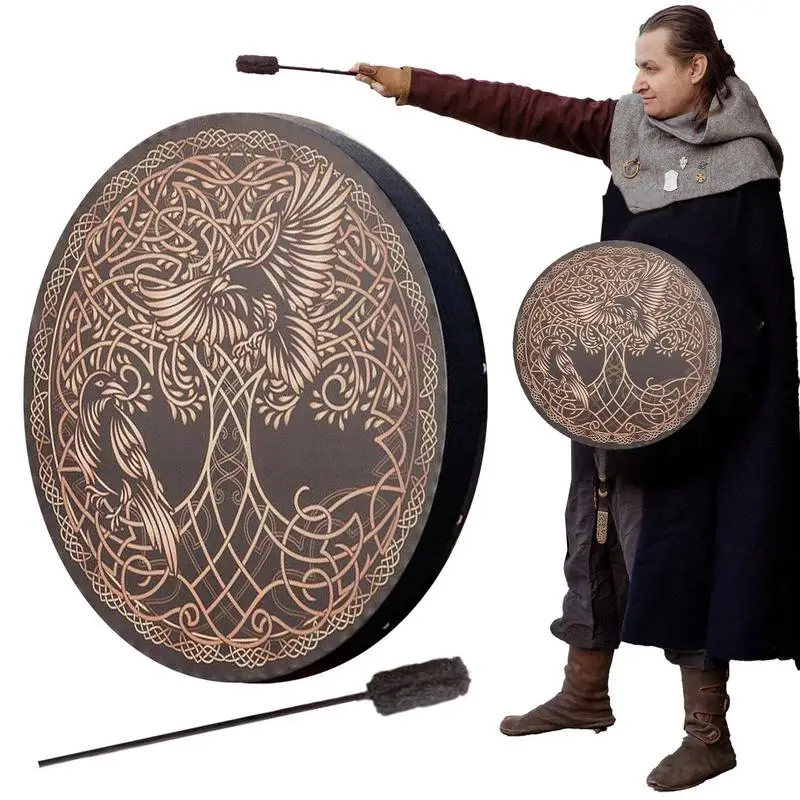 Shamanic Drum Shaman Drum Tree-of-Life And Bird Siberian Drum Hand Designed Shaman Drum With Drum Stick Symbol Of The Siberian