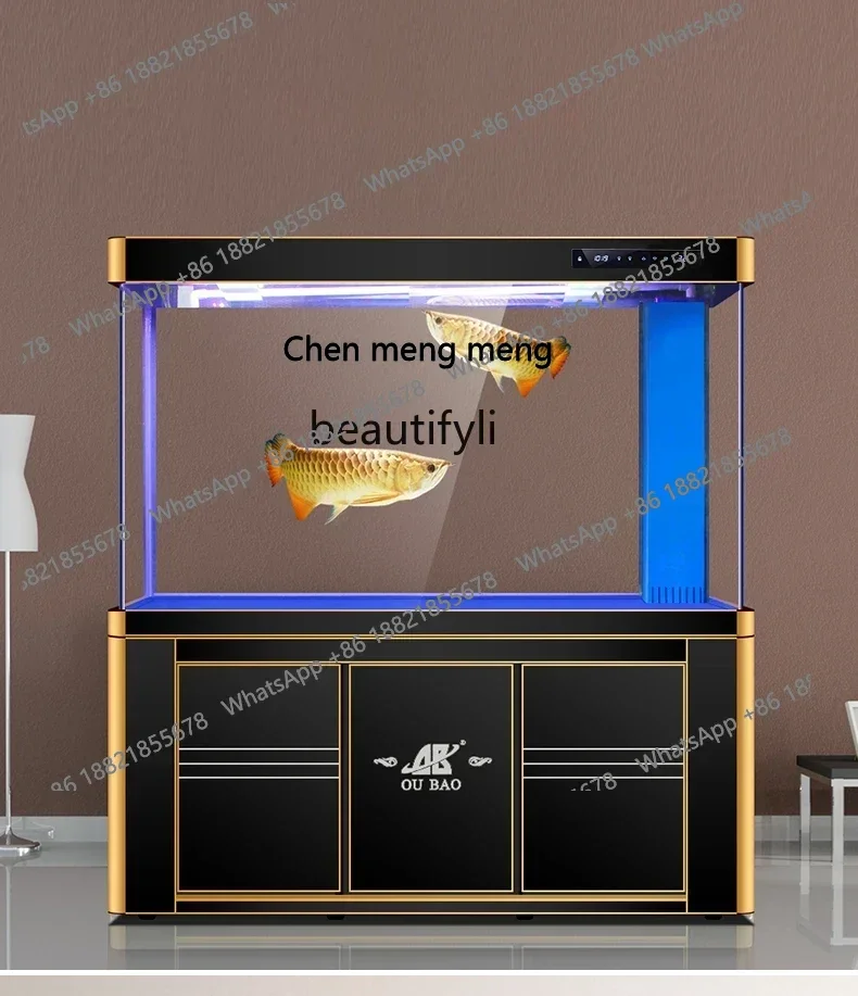 

S7486 ss Dragon Fish Tank Aquarium Aluminum Alloy Flowing Water Curtain Wall Waterfall Rain Type Large Living Room Curved Cylind