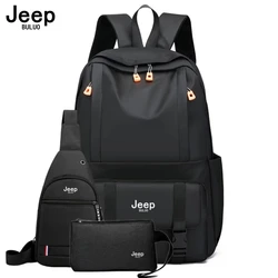 JEEP BULUO Travel outdoors Cycling Business office Brand 4 in 1 Men Backpacks Fashion High Quality Black 15.6 inches Laptop Bag