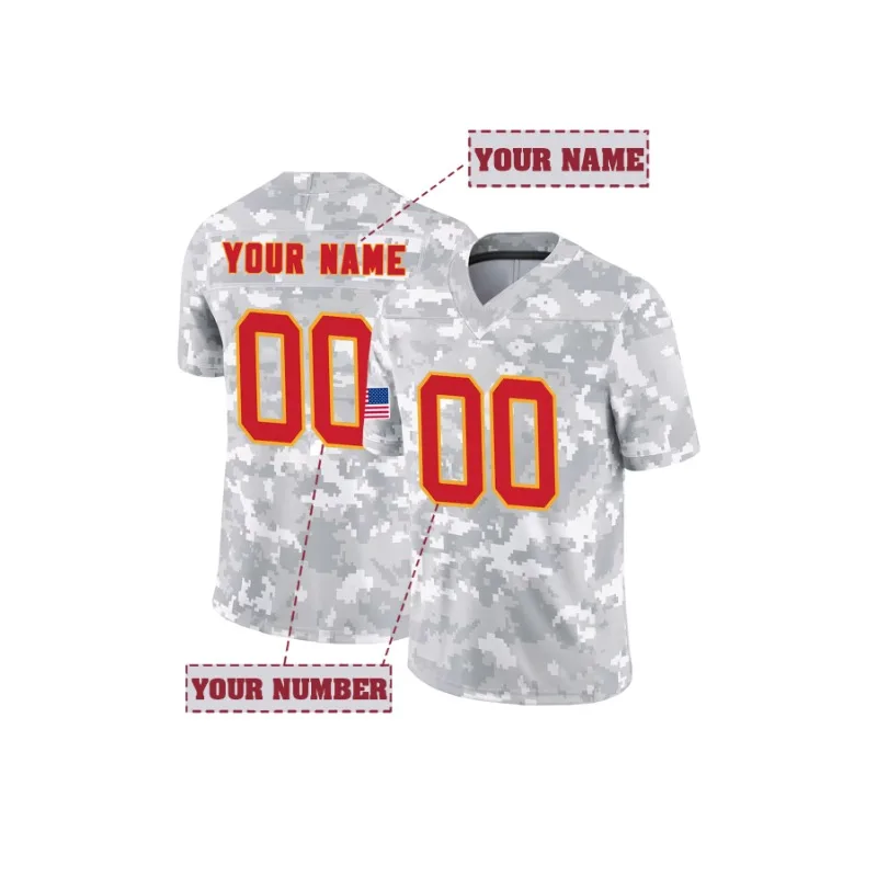 

Men's Custom Camouflage American Football Jersey Personalized Name&Number Embroidered Short Sleeve Sportswear Kansas City Chiefs