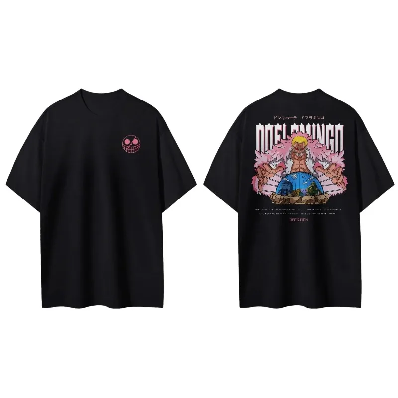 

ONE PIECE Anime Peripheral Printing Double-sided T-Shirt Summer Men's Japanese Casual Children's Parent-Child Short Sleeve Top