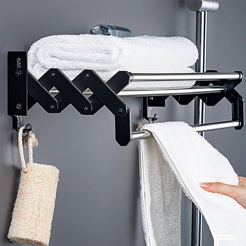 50cm Folding Towel Rack, Retractable Wall Mounted Drying Rack For Bathroom, Kitchen, Toilet And Laundry Room