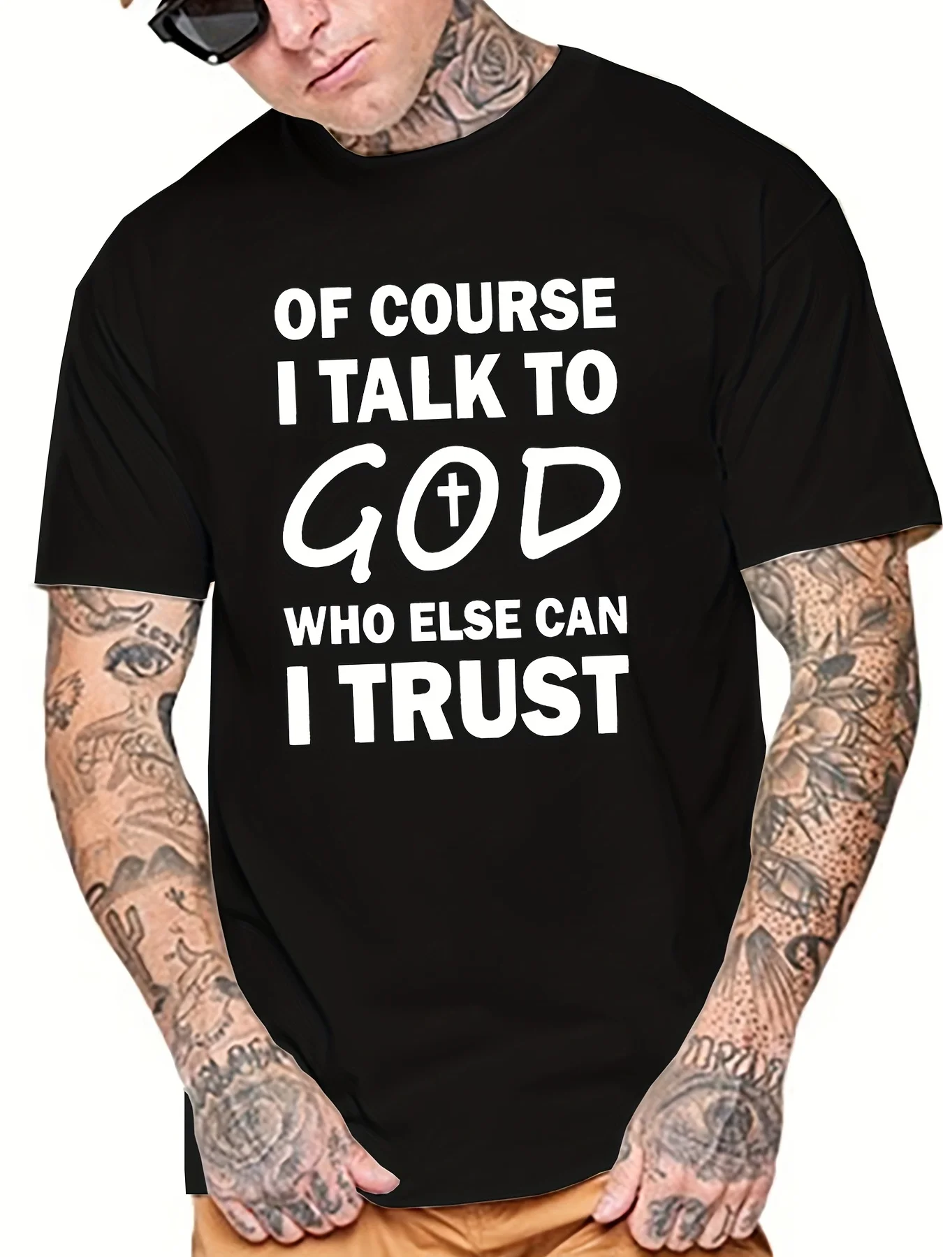 Talk To God Jesus T Shirt Print Tees for Casual Short Sleeve for Summer Spring Fall Oversized Tops As Gifts - Image 5