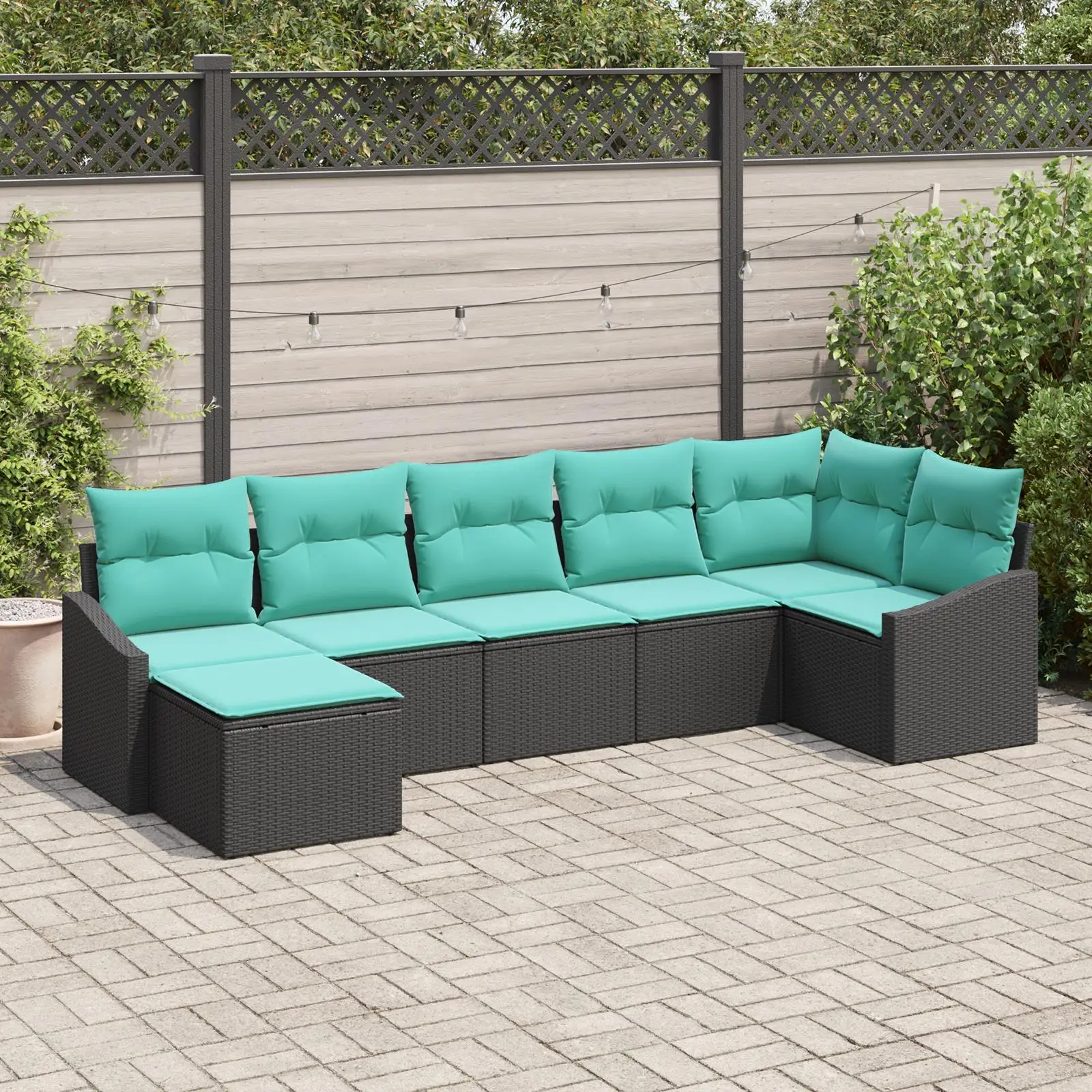 

8 Piece Outdoor Garden Sofa Set with Cushions Black Rattan Furniture Modular Seating