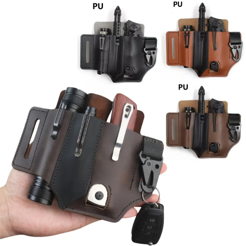 

Multi Tool Belt Leather Bag Portable Tool Storage Bag Holster Outdoor Camping Waist Leather Pocket
