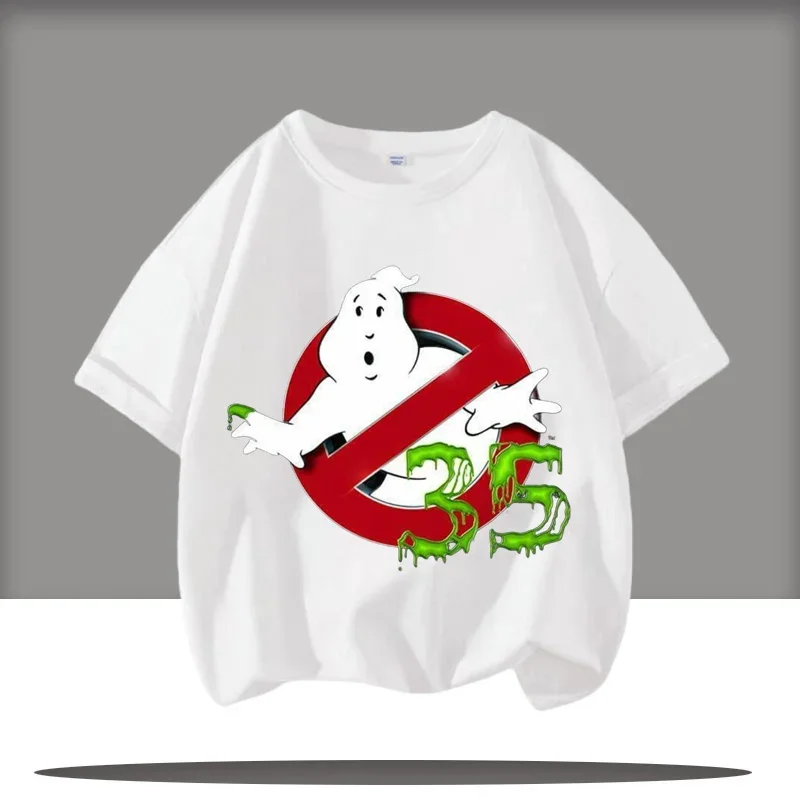 2025 طبعة جديدة Ghostbusters الصبي ملابس رياضية للأطفال الجولة الرقبة قصيرة الأكمام قميص غير رسمي تيشيرت صيفي لعبة الكرتون طباعة
