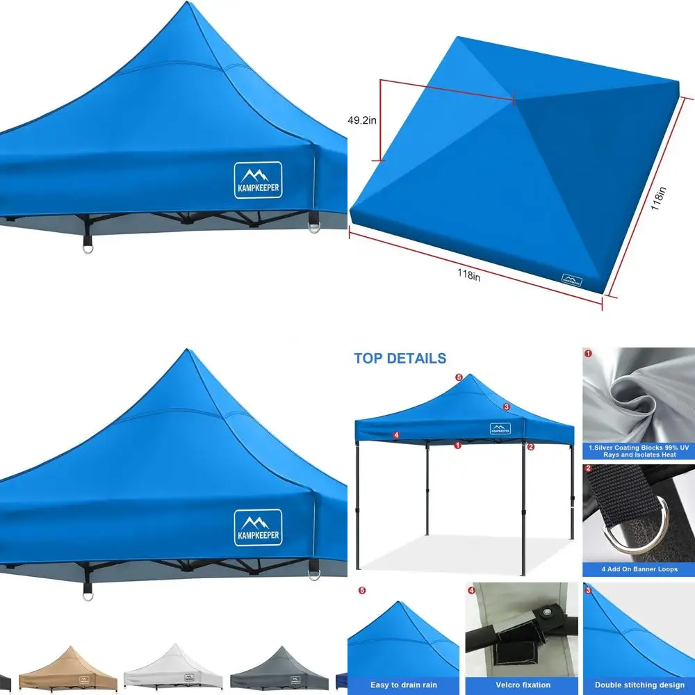 

10x10 Pop Up Canopy Replacement Top Cover, 500D Polyester, UV50+, Flame Resistant, Waterproof, Light Blue