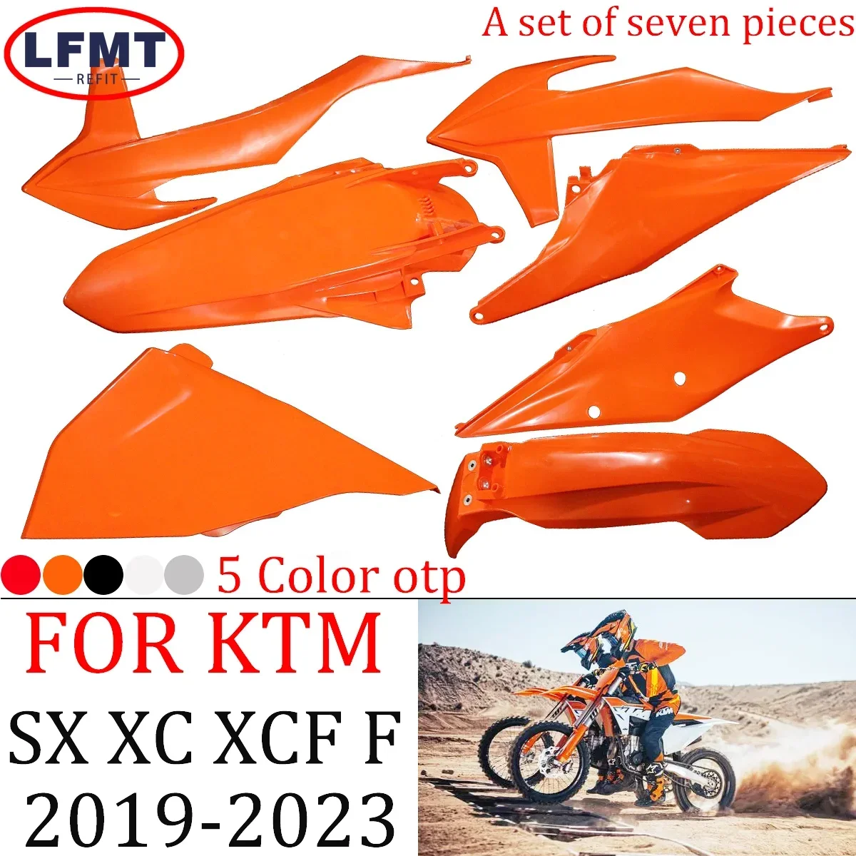 For KTM SX SXF XC XCF Motorcycle 2023 Full Plastic Kit Body Fairing Cover Fuel Tank Fender Mudguard Side Panel Plate Guard