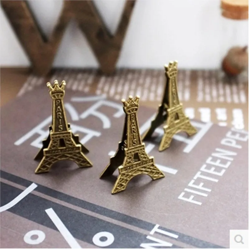 5pcs  Retro Style Paris Eiffel Tower Metal Clips Photo Bookmark Decoration Memo Paper Clip Card Note Holder Office Supplies