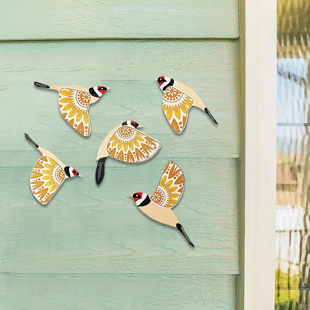 

Creative Bird Wall Decor Set Wooden Sparrow Hanging Ornament Birds Lovers Mediterranean Bohemia Wooden Craft Stickers Home Decor