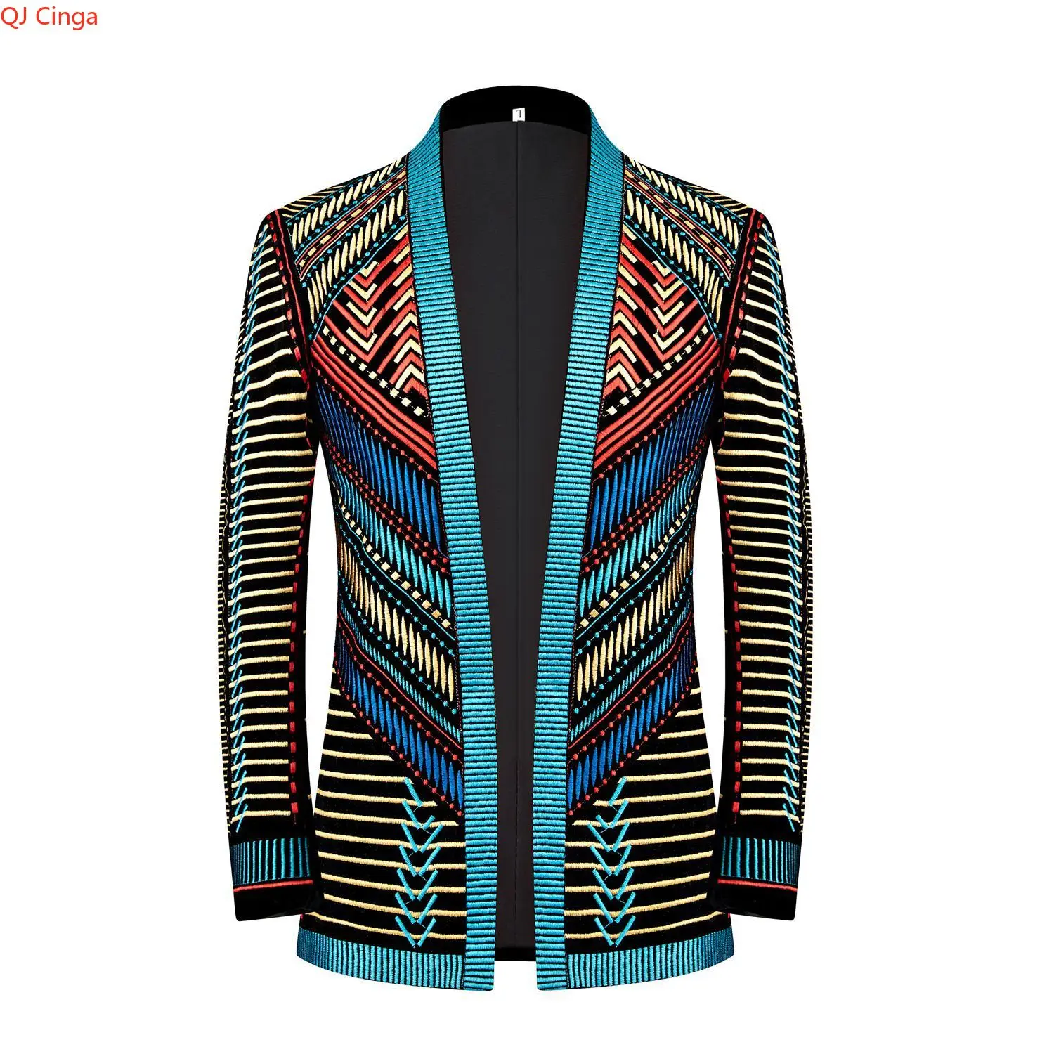 Winter New Men's Black Performance Suit Jacket, Gold Embroidered Formal Outerwear, Corduroy Fabric Top, Asian Sizes M-5XL.