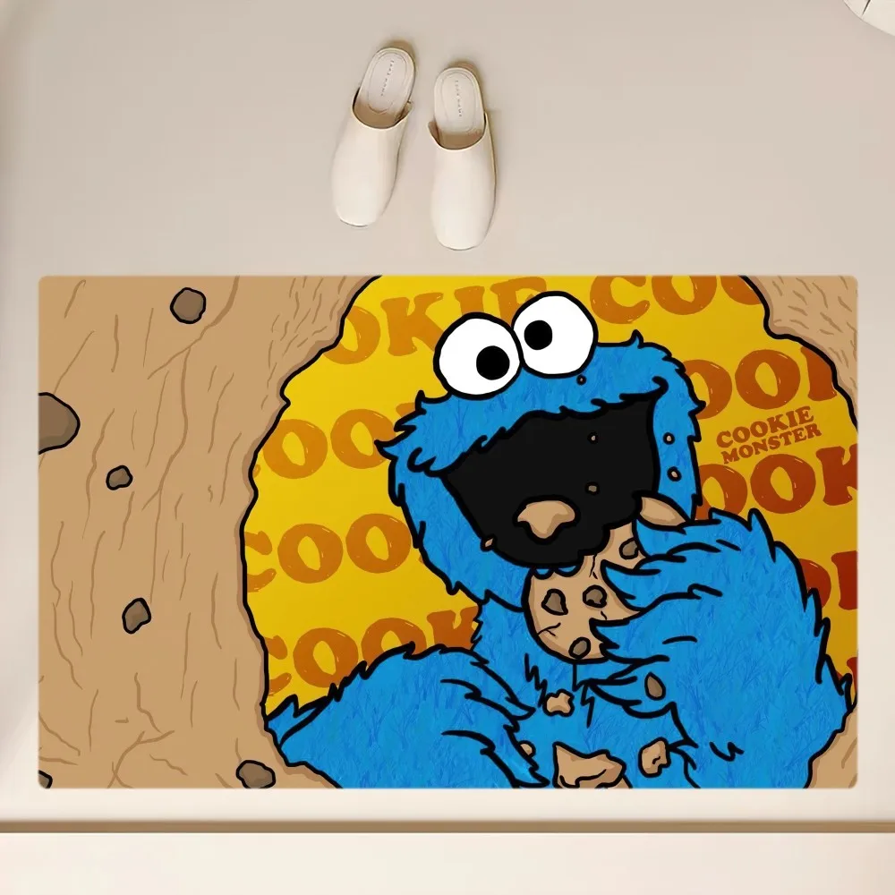 Cartoon Cookie Monster Floor Mat Anti-Slip Bathroom Kitchen Bedroom Living Room Entrance Rug Home Decor