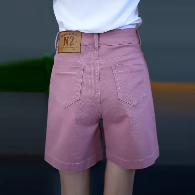 شورت دينم وردي للنساء صيفي رقيق مستقيم كاجوال متعدد الاستخدامات فضفاض واسع الساق بخمس نقاط #4