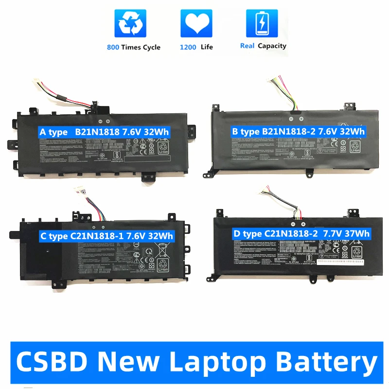 

CSBD New C21N1818 Laptop Battery for ASUS VivoBook 14 X412 X412DA X412F X412FA X412FJ V4000 V4000F V4000D C21N1818-2 B21N1818-2