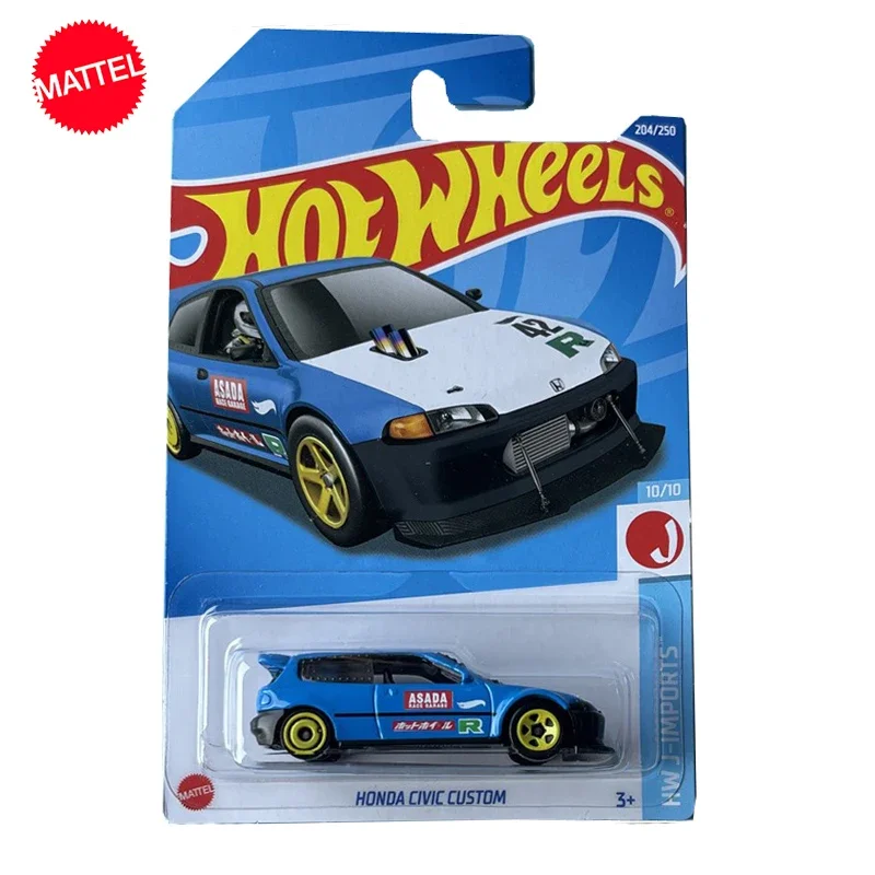 Original Mattel Hot Wheels Car 1/64 Metal Diecast 204/250 Honda Civic Custom Vehicle Model Toys for Boys Collector Birthday Gift