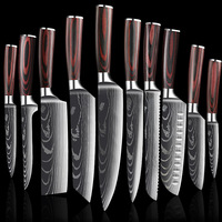 Laser Damascus Kitchen Knife Cleaver Meat Fruit Bread Knife Barbecue Boning Knife Cut Chicken Convenient Scissors Kitchen Knives