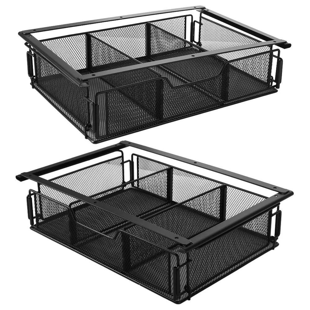 Large Capacity Under Desk Drawer Slide-Out Invisible Desktop Organizer Space Saving Easy Assembly Desk Hanging Tray Classroom