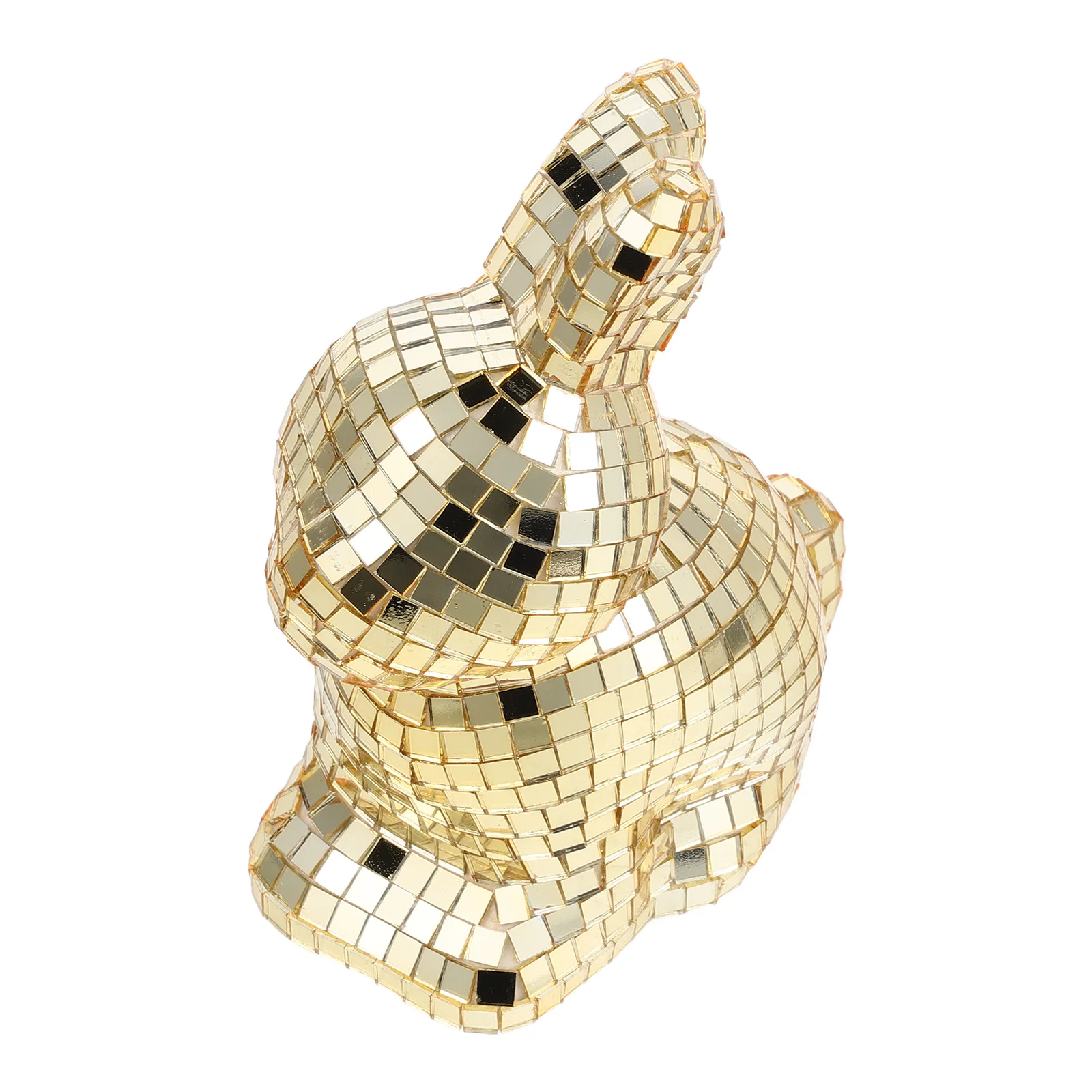 

Glass Disco Rabbit Decoration - Mirrored Bunny Sculpture for Table Centerpiece - Reflective Animal Ornament for Home Office