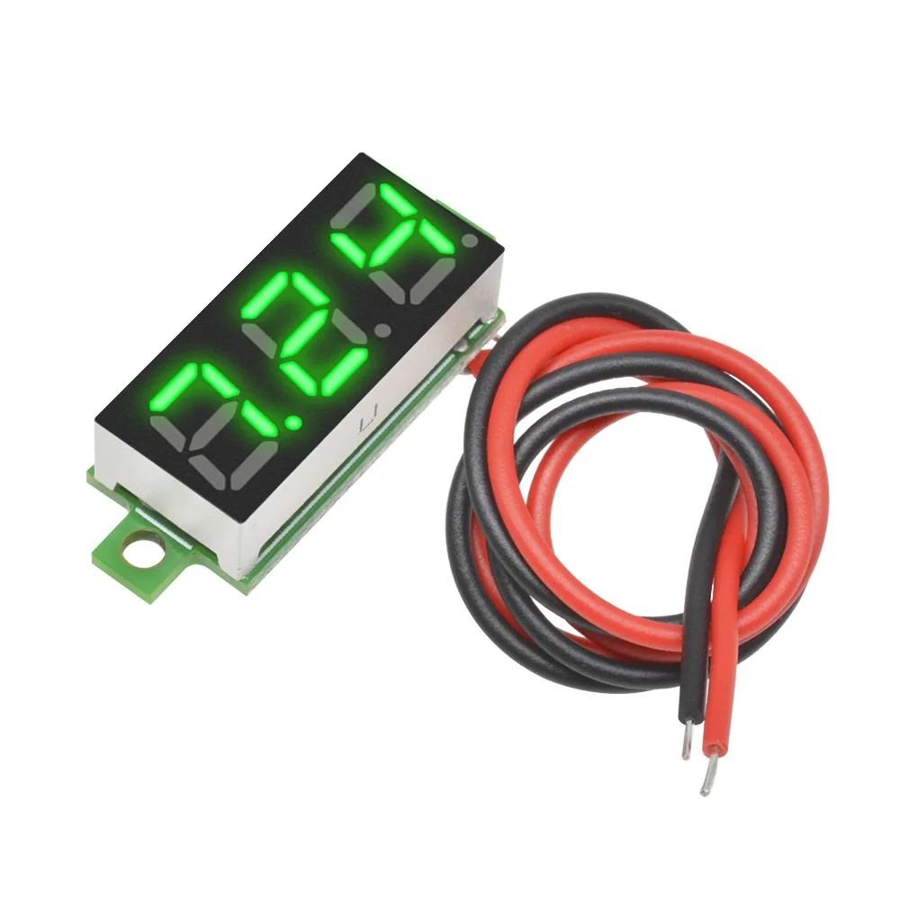 0.28 Inch 3.7V-30V Mini Digital Voltmeter Car Mobile Power Voltage Tester Meter Detector Red/Blue/yellow/green LED Screen 2 wire