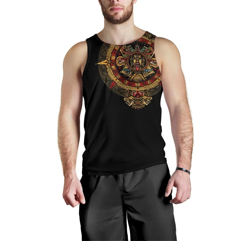 

Trendy Mexico Flag Graphic Tank Tops For Men Summer Fashion National Emblem 3D Printed Vest Loose Streetwear Oversized Tops