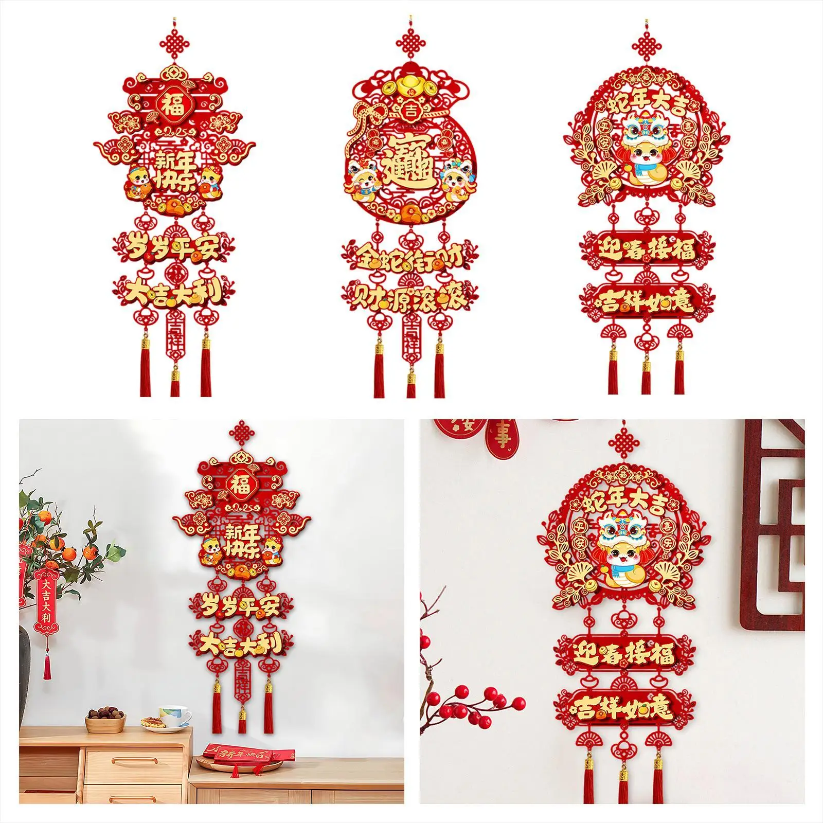 Chinese New Year Pendant Lunar New Year Decoration Year of The Snake Spring Blessing Pendant for Party Office Celebration Window