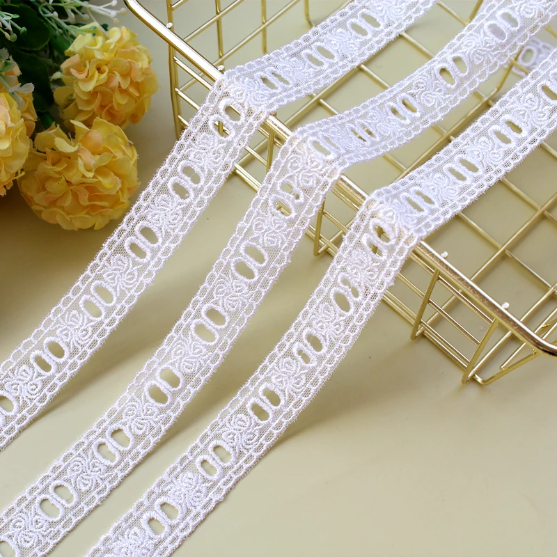 Hollow Flower Embroidered Rose Mesh Lace Trim, DIY Clothes, Wedding Dress, Clothing Patchwork, High Quality, 3 Yard, 2cm Wide