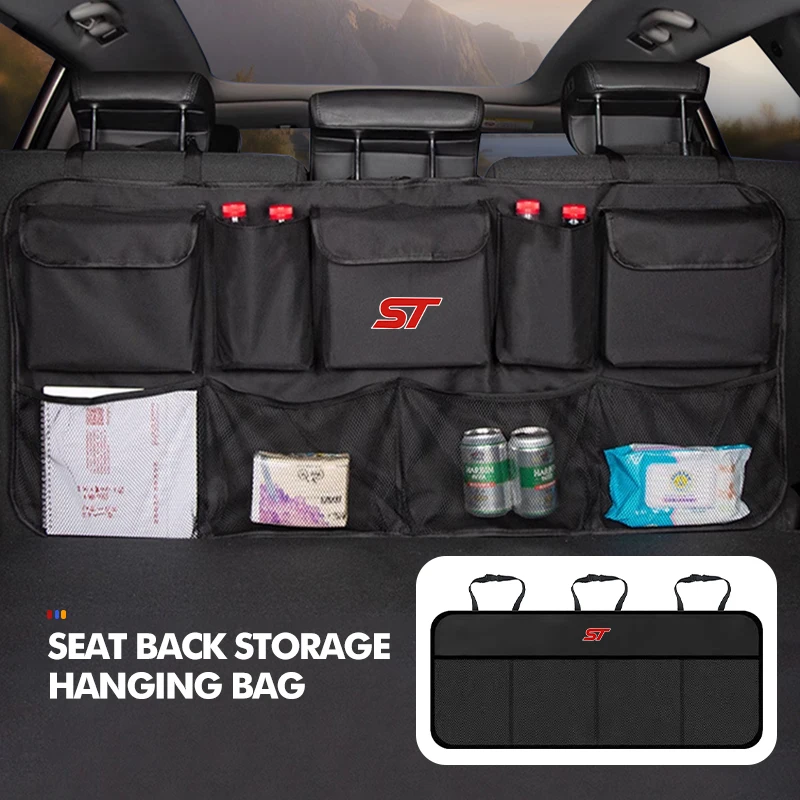 Bolsa de almacenamiento para maletero de coche, bolsa de almacenamiento colgante para asiento trasero, caja ordenada para Ford ST Focus Fiesta Ranger Escort Falcon Flex S-MAX Kuga