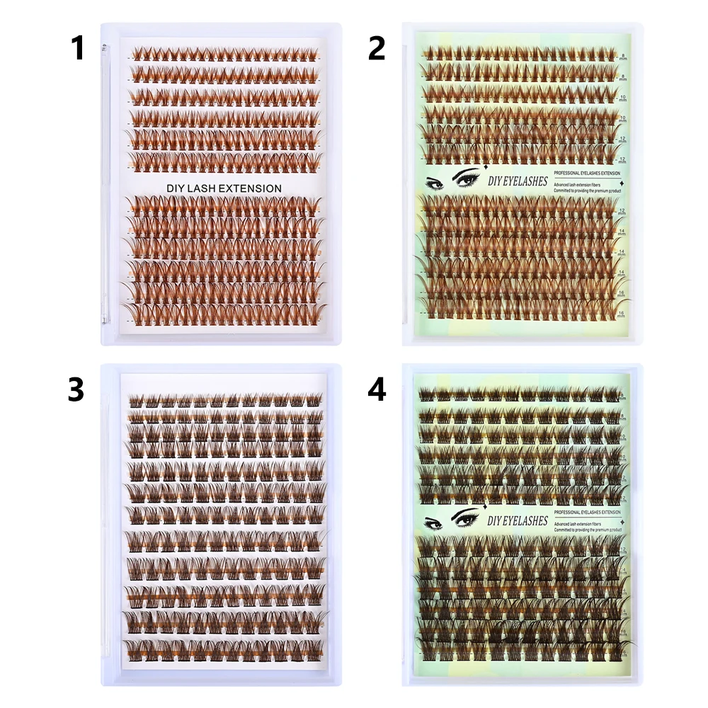 Einzelne Cluster-segmentierte Wimpern, natürliches Aussehen, weiche, flauschige Einzelwimpern, handgefertigte braune, unsichtbare Wimpern